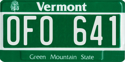 VT license plate OFO641