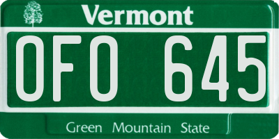 VT license plate OFO645