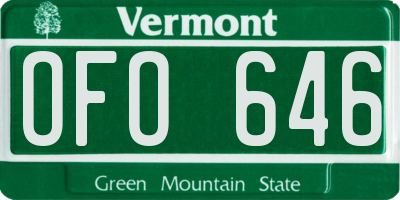 VT license plate OFO646