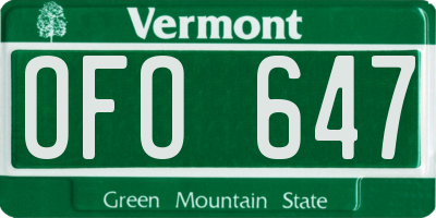 VT license plate OFO647