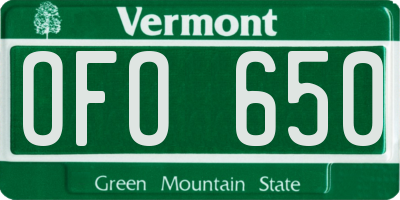 VT license plate OFO650