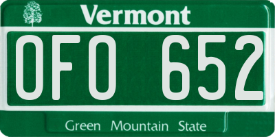 VT license plate OFO652