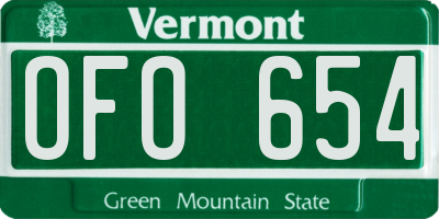 VT license plate OFO654