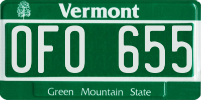 VT license plate OFO655