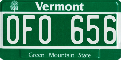 VT license plate OFO656