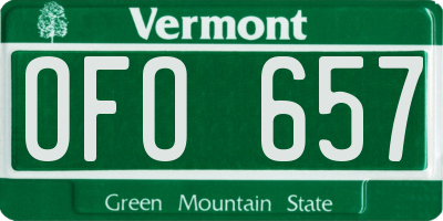 VT license plate OFO657