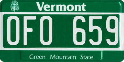 VT license plate OFO659