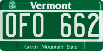 VT license plate OFO662