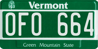 VT license plate OFO664