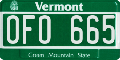 VT license plate OFO665