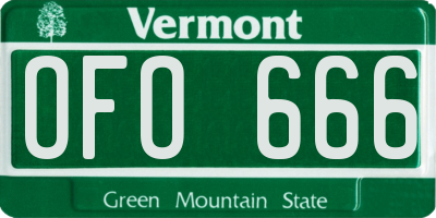 VT license plate OFO666