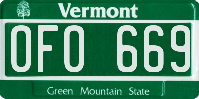 VT license plate OFO669