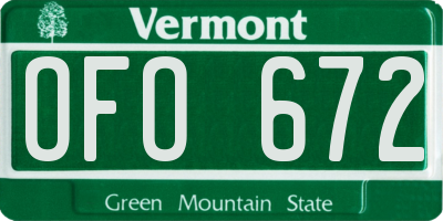 VT license plate OFO672