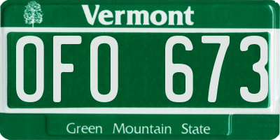 VT license plate OFO673