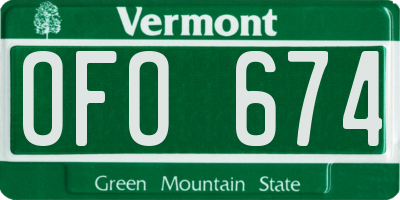 VT license plate OFO674