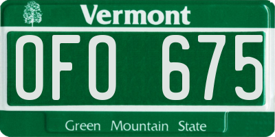VT license plate OFO675
