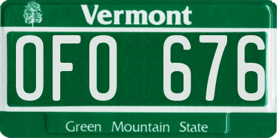 VT license plate OFO676