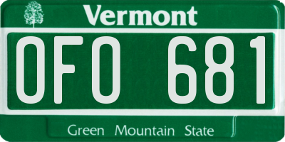 VT license plate OFO681
