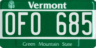 VT license plate OFO685