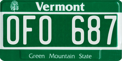 VT license plate OFO687