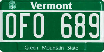 VT license plate OFO689