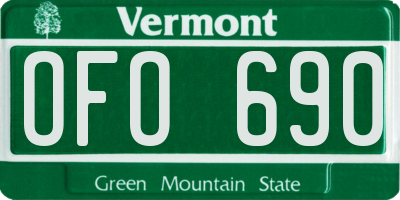 VT license plate OFO690
