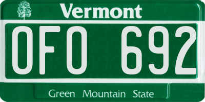 VT license plate OFO692