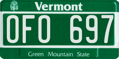 VT license plate OFO697
