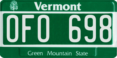 VT license plate OFO698