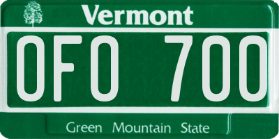 VT license plate OFO700