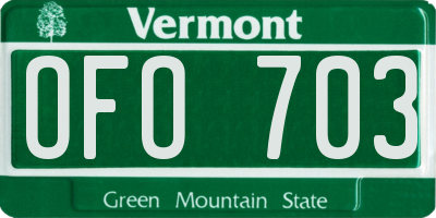 VT license plate OFO703
