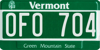VT license plate OFO704