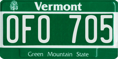 VT license plate OFO705
