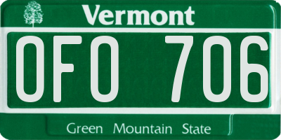 VT license plate OFO706