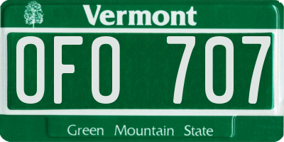 VT license plate OFO707