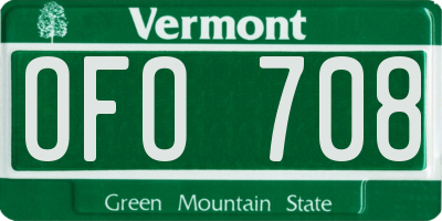 VT license plate OFO708