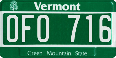 VT license plate OFO716