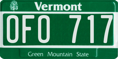 VT license plate OFO717