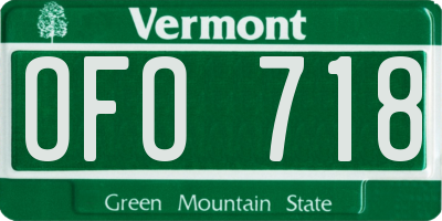 VT license plate OFO718