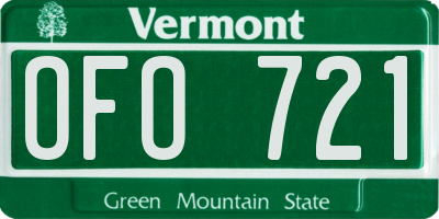 VT license plate OFO721