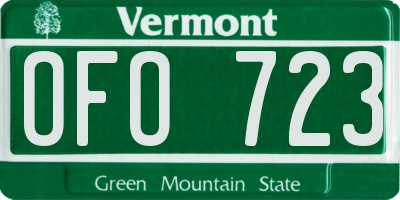 VT license plate OFO723