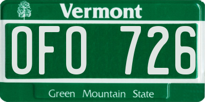 VT license plate OFO726