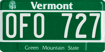VT license plate OFO727