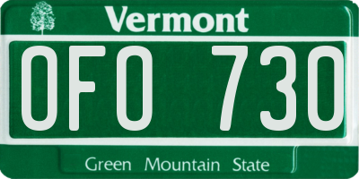 VT license plate OFO730