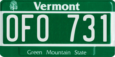 VT license plate OFO731