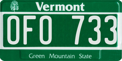VT license plate OFO733
