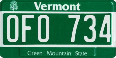 VT license plate OFO734