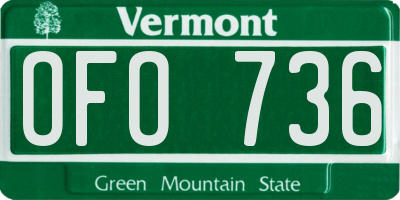 VT license plate OFO736