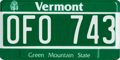 VT license plate OFO743