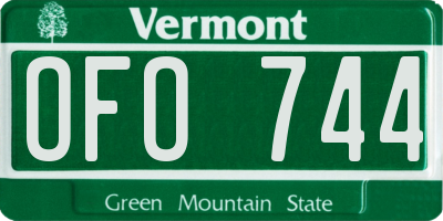 VT license plate OFO744